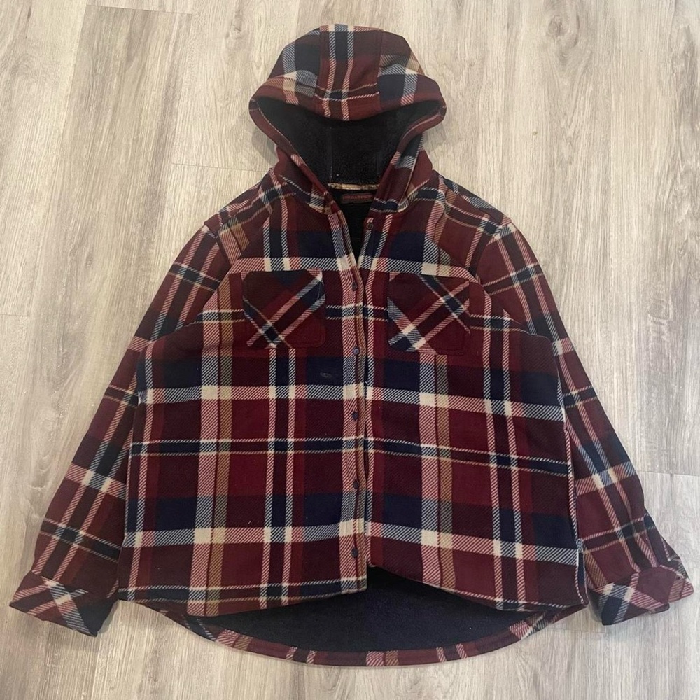 Realtree Red and Blue Plaid sherpa fleece lined jacket sz XXL